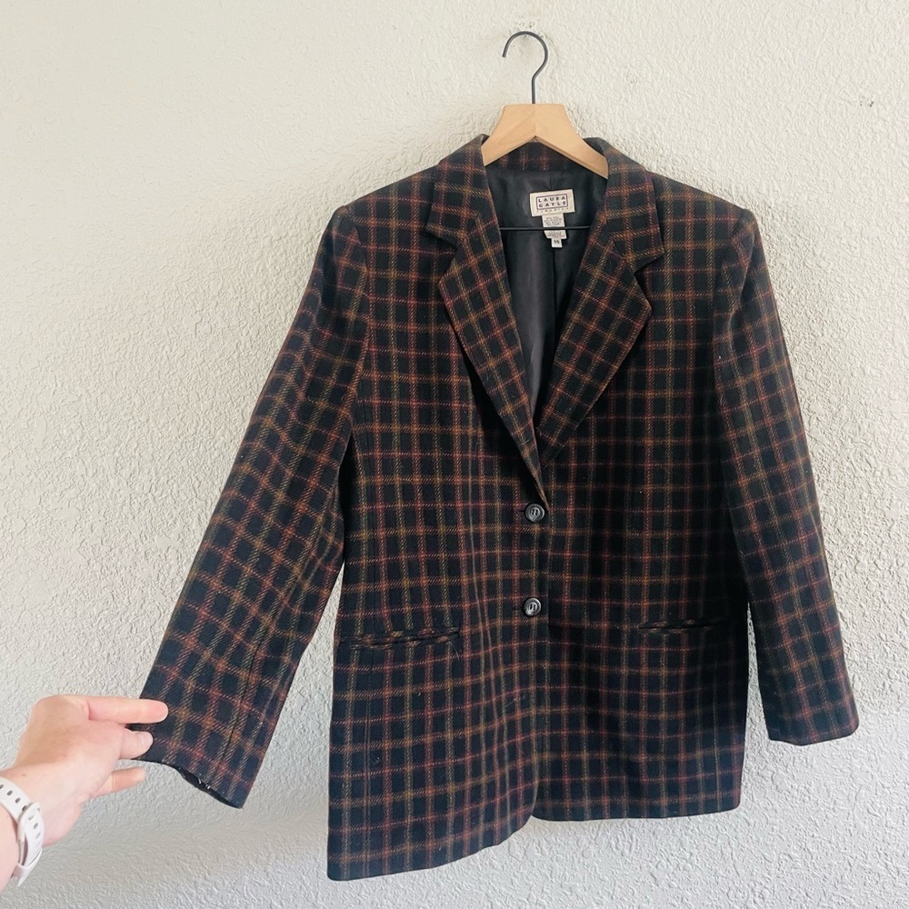 Vintage Laura Gayle Wool blend Plaid Blazer